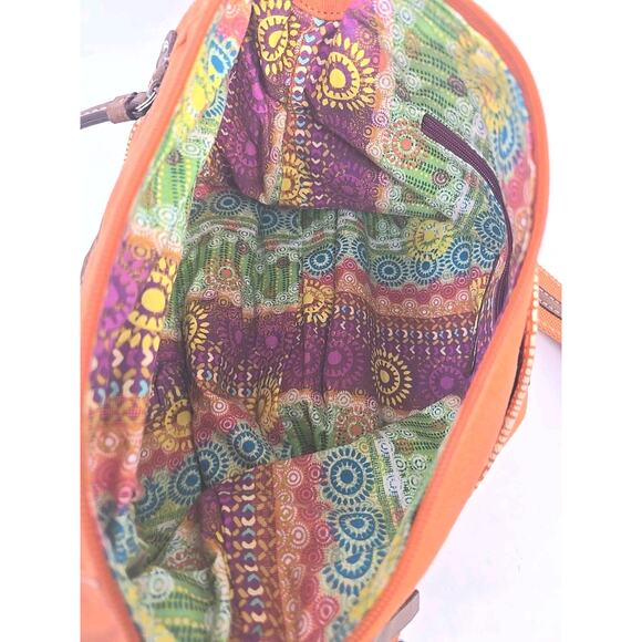 Fossil Long Live Vintage Orange Canvas Large 14x10 Bag Euc U216 - Picture 4 of 15